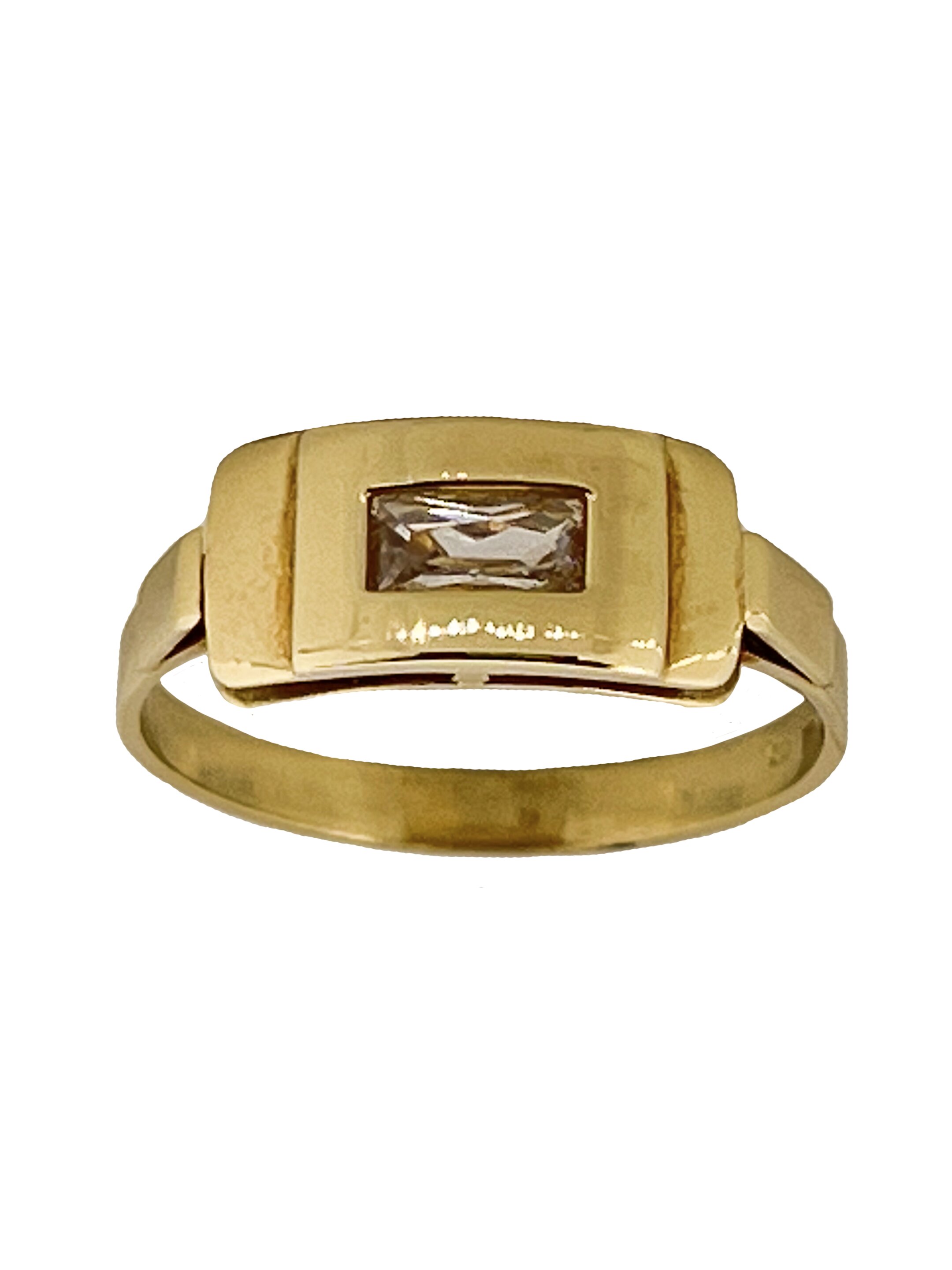 Dzeltenā zelta zelta gredzens ar cirkonu