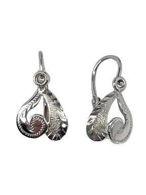 Earrings made of white gold with engraving for babies