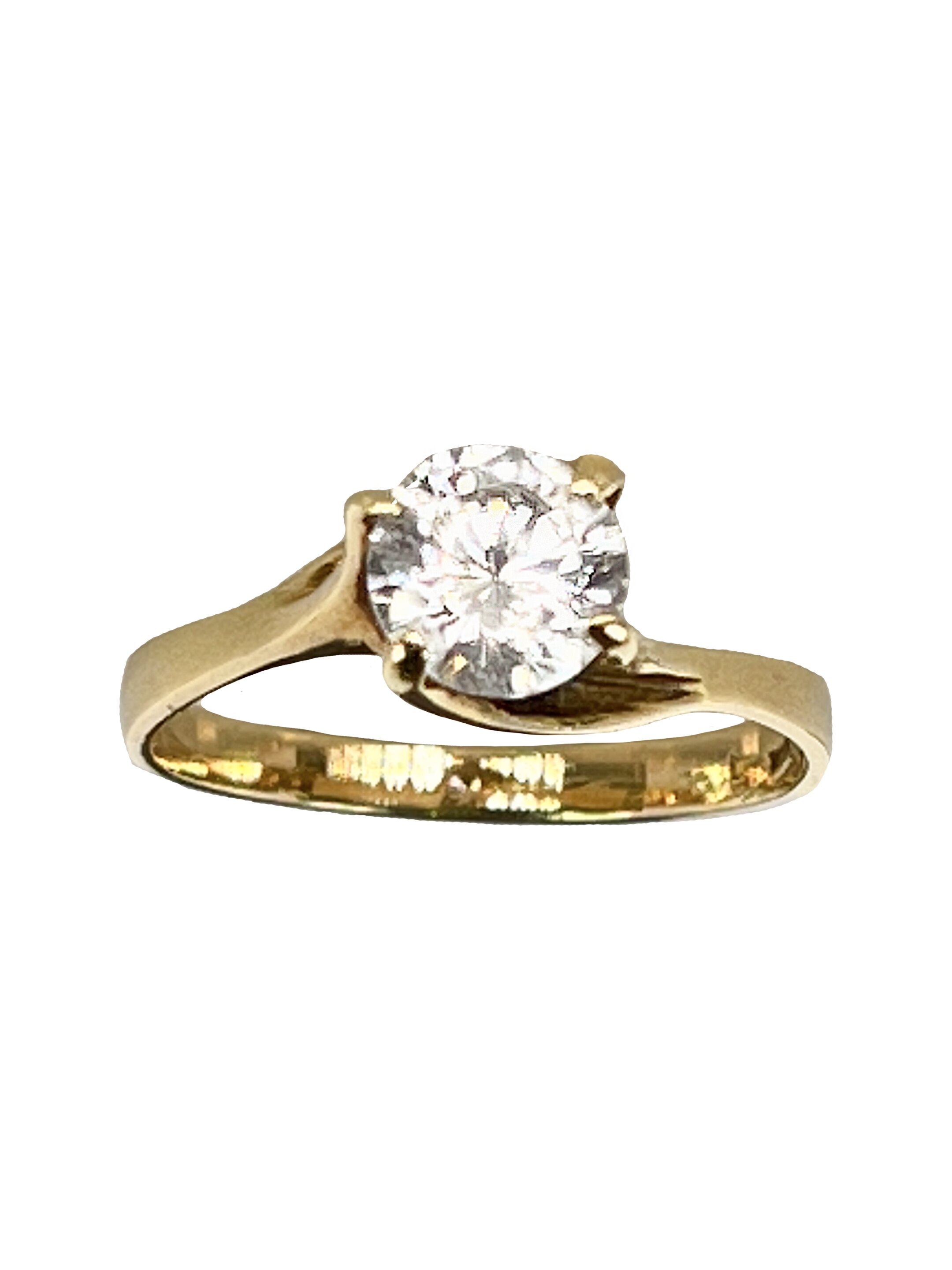 Elegants dzeltenā zelta gredzens ar cirkonu