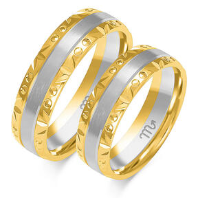 Engraved wedding rings matte