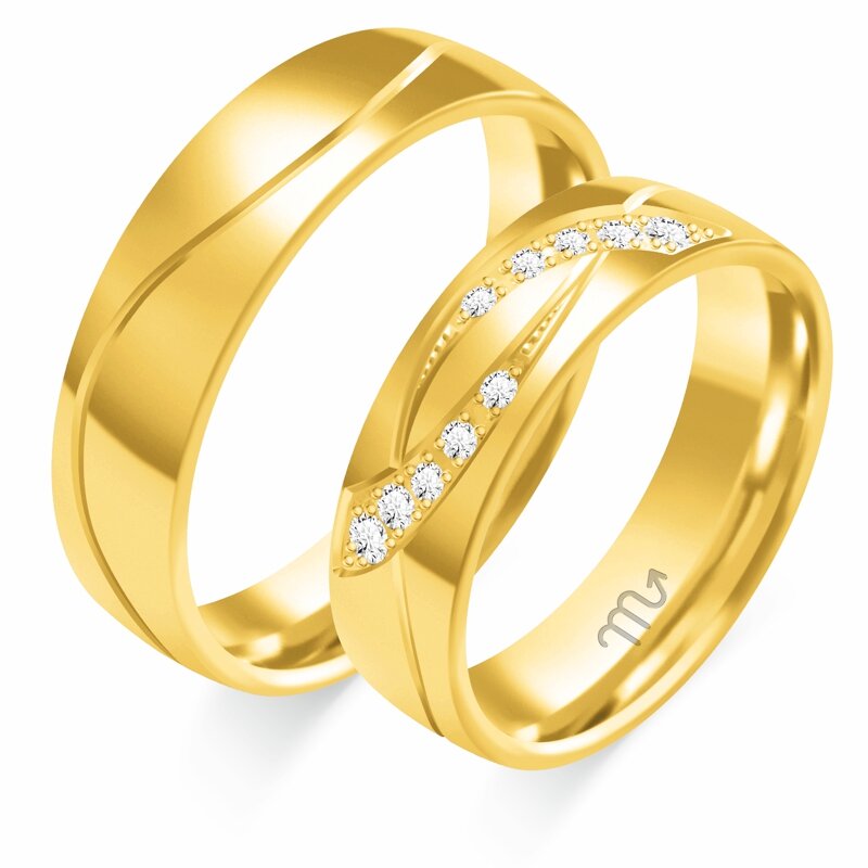 Enobarvni poročni prstani s kamni