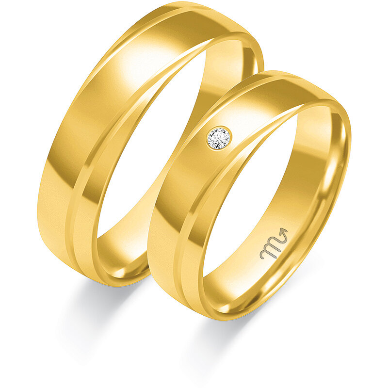 Enobarvni poročni prstani s pol okroglim profilom