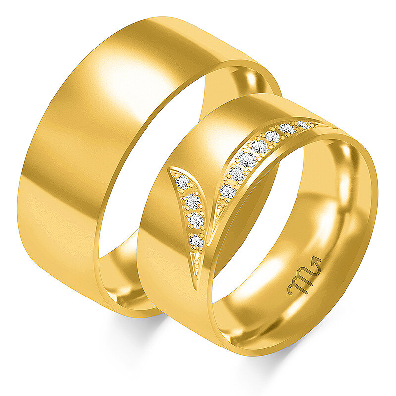 Enobarvni poročni prstani z kamenčki