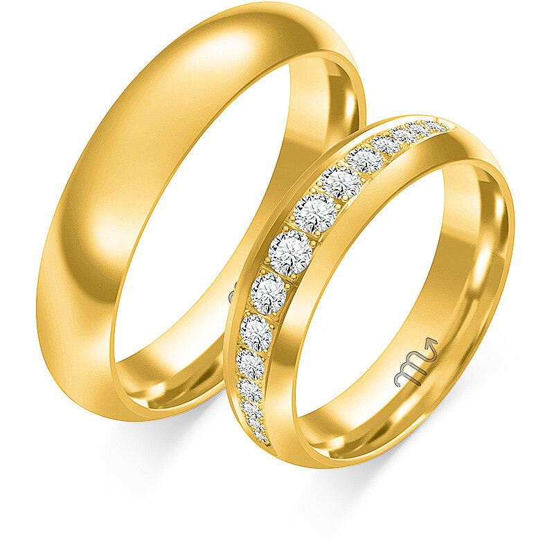 Enobarvni sijoči poročni prstani z kamenčki