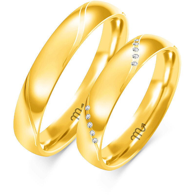 Enobarvni sijoči poročni prstani z kamenčki
