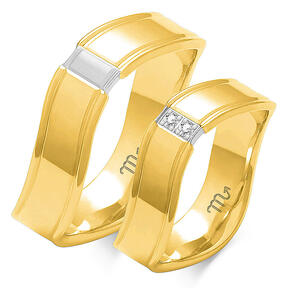 Esmaklassilised läikivad kahe kiviga abielusõrmused