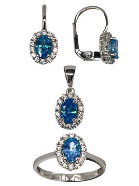 Exclusive white gold set with blue Madeira zircons