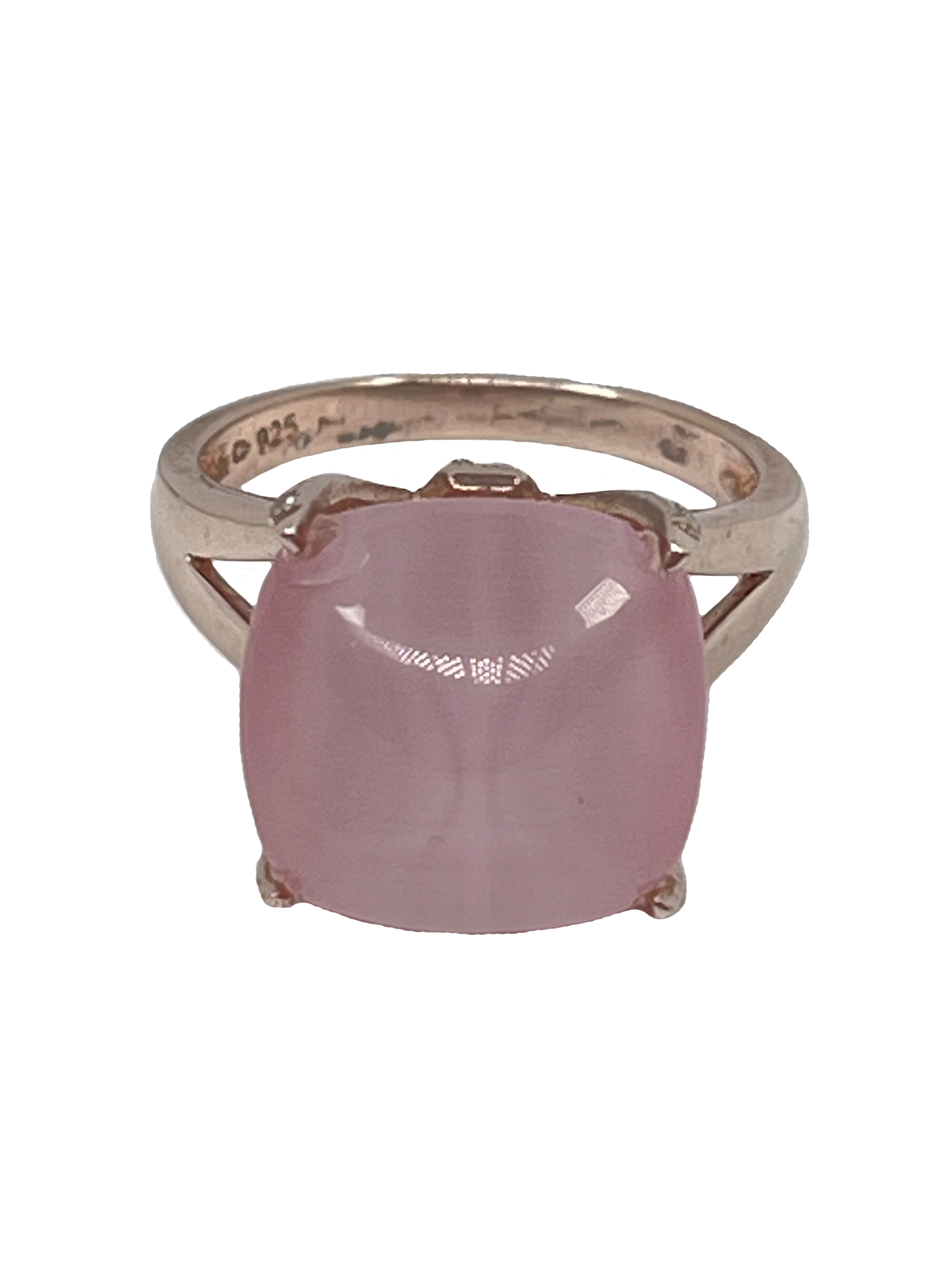 Ezüst gyűrű felületkezeléssel és rózsaszín kővel