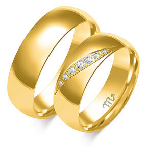 Fényes klasszikus esküvői gyűrűk strasszokkal