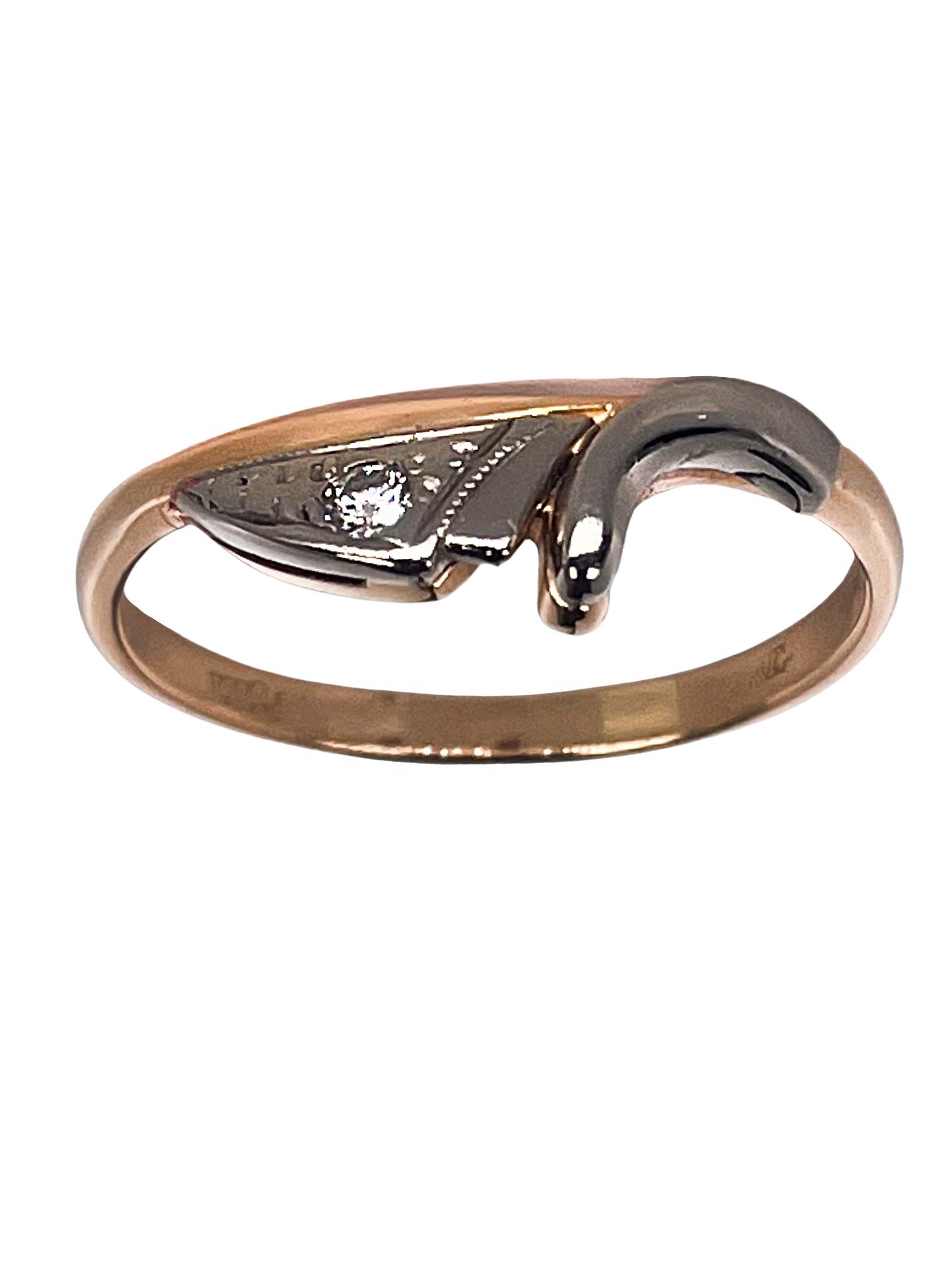 GEMSY Deimantinis žiedas iš rožinio aukso 0,032 ct