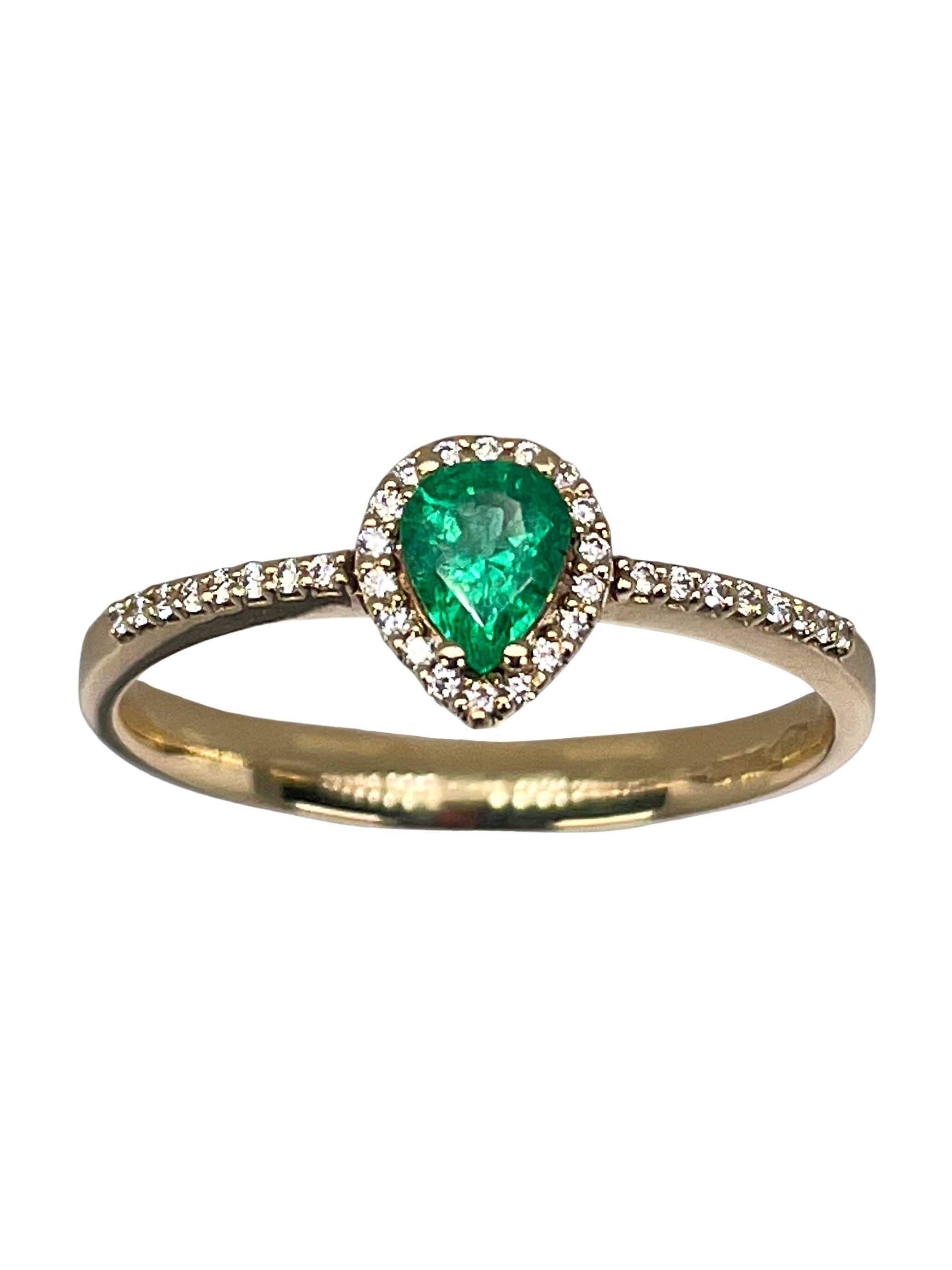 GEMSY Deimantinis žiedas su smaragdu 0,15 ct / 0,30 ct