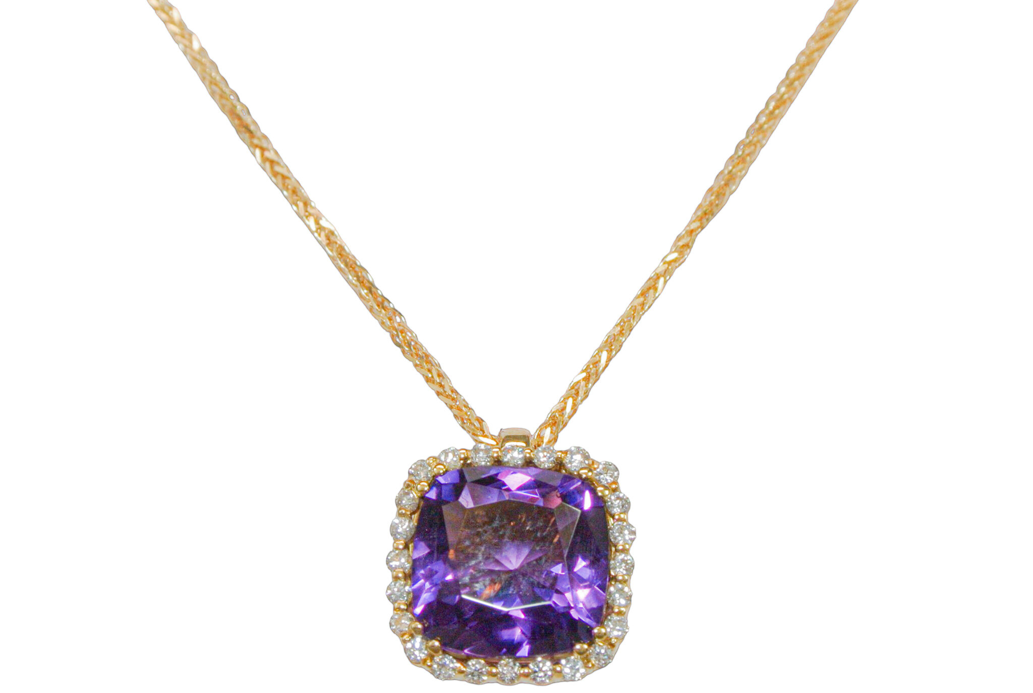 GEMSY Diamantový náhrdelník s ametystem 0,12 ct/2,50 ct