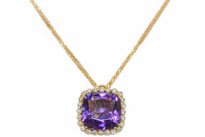 GEMSY Diamantový náhrdelník s ametystem 0,12 ct/2,50 ct