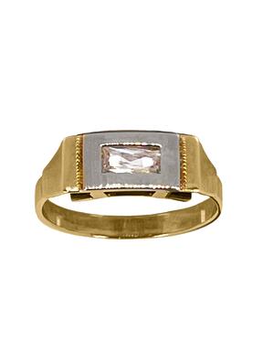 Glanzende tweekleurige gouden ring met zirkoon