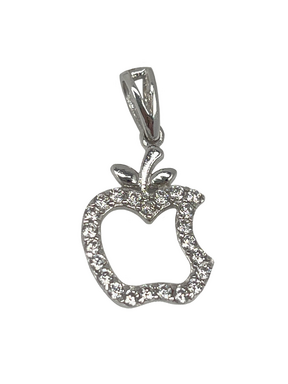 Gold apple pendant made of white gold with zircons
