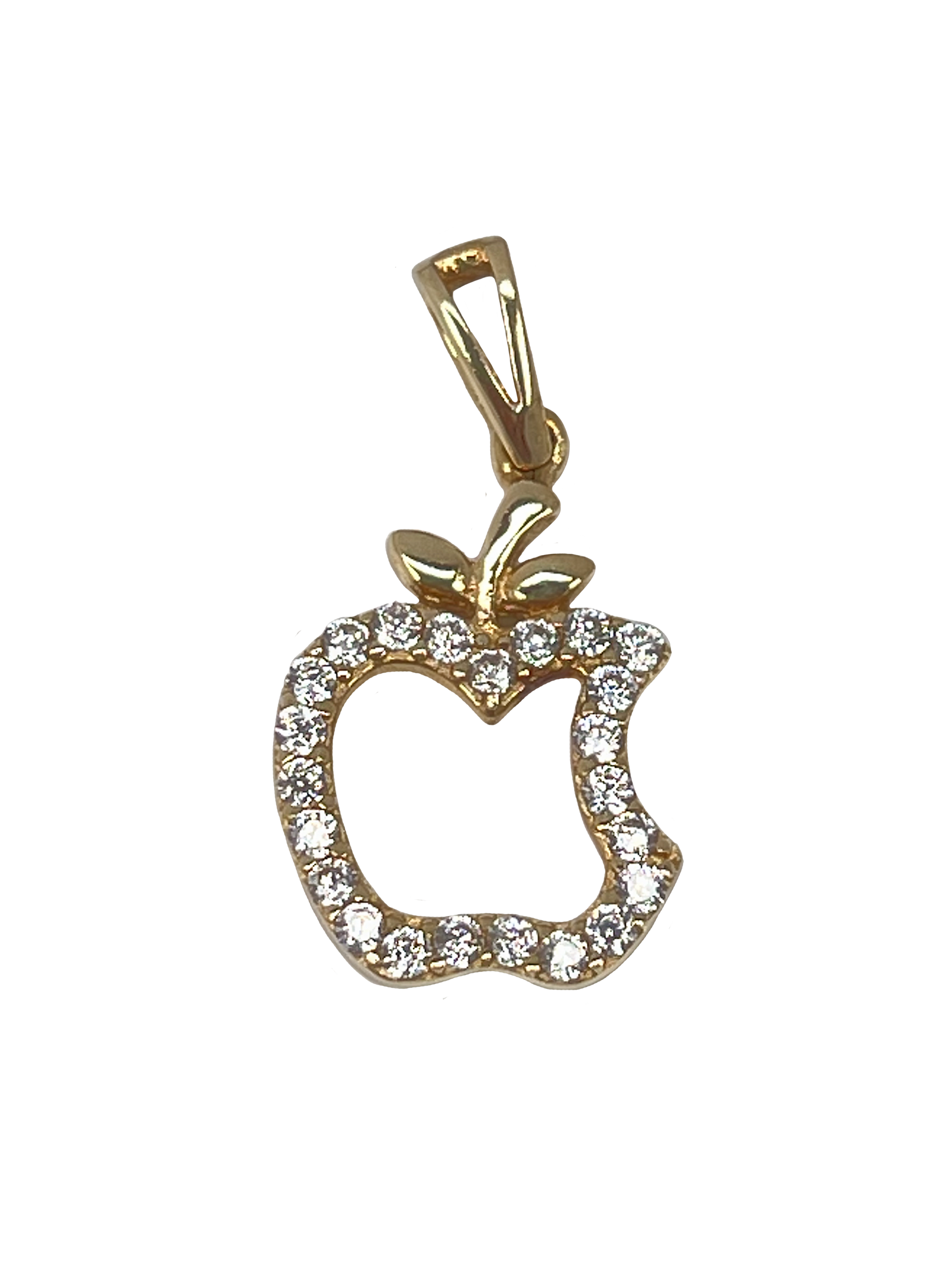 Gold apple pendant made of yellow gold with zircons