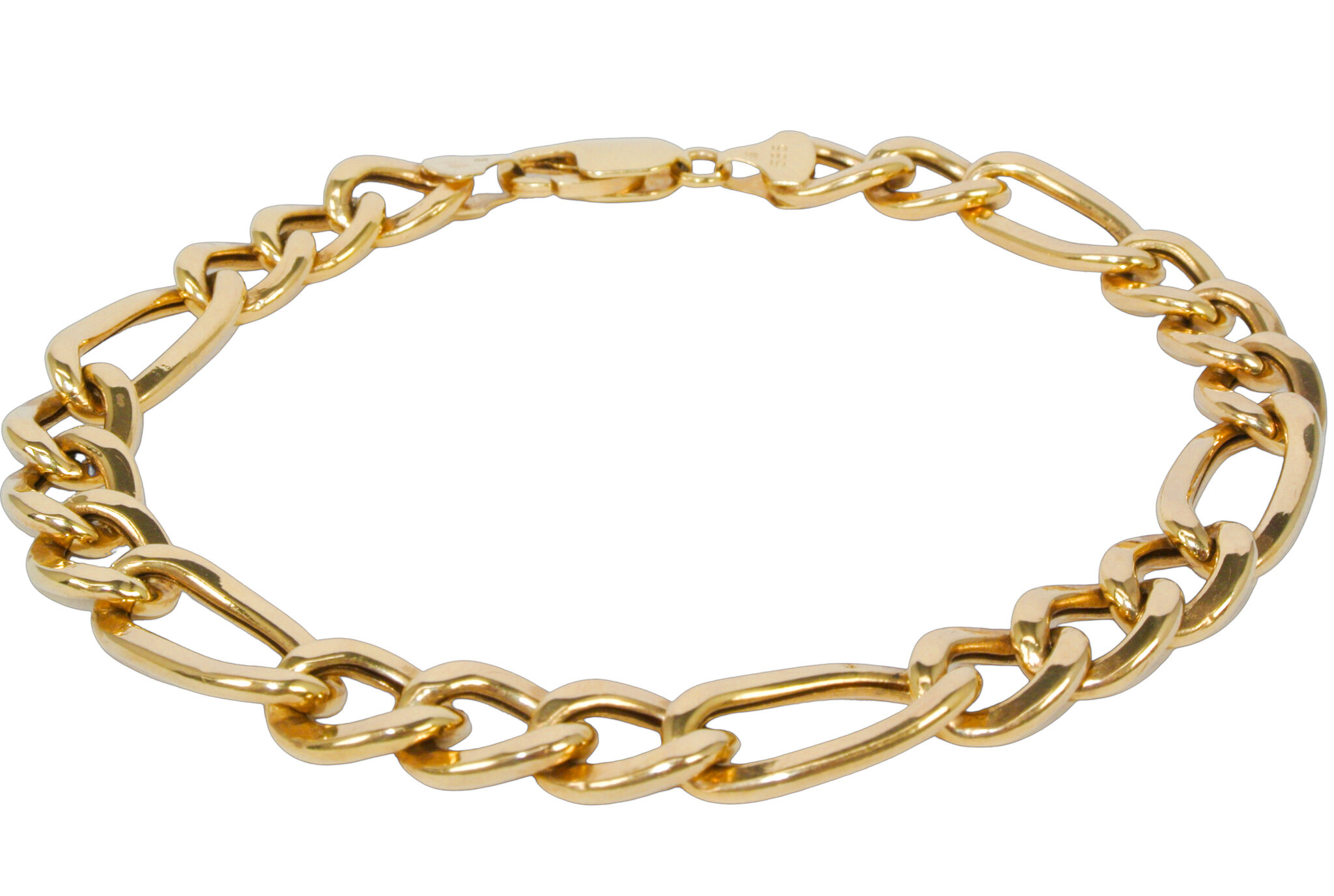 Gold bracelet for men figaro 24 cm