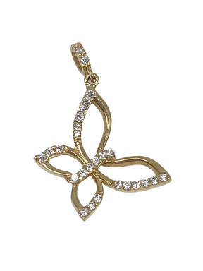 Gold butterfly pendant with zircons