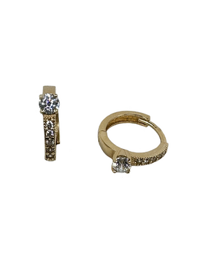 Gold children's earrings rings with zircons Ring