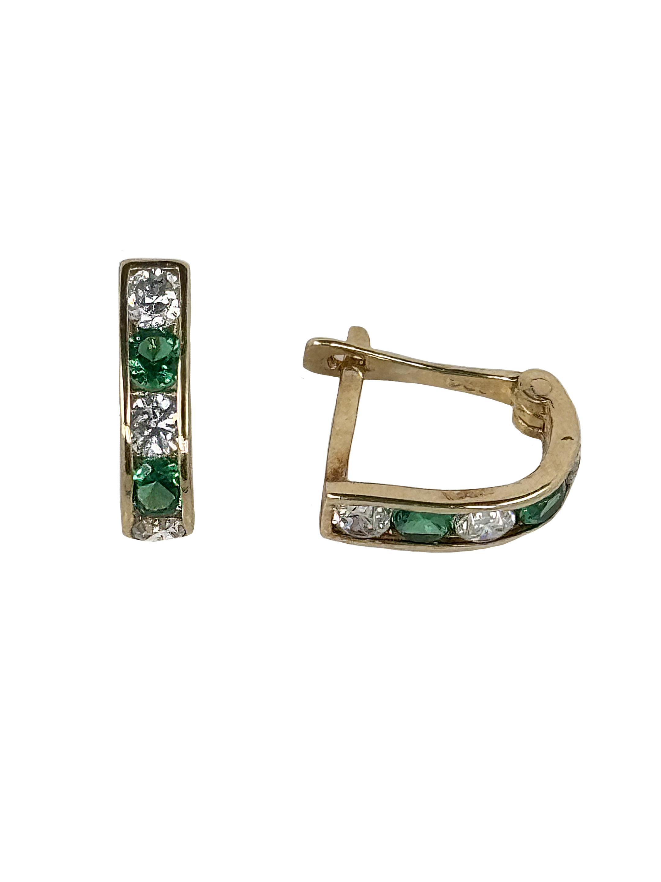Gold children's earrings with green Blerina zircons