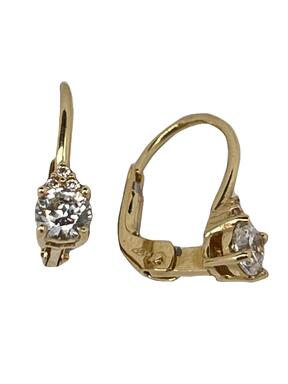 Gold children's earrings with zircons