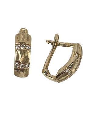 Gold children's earrings with zircons