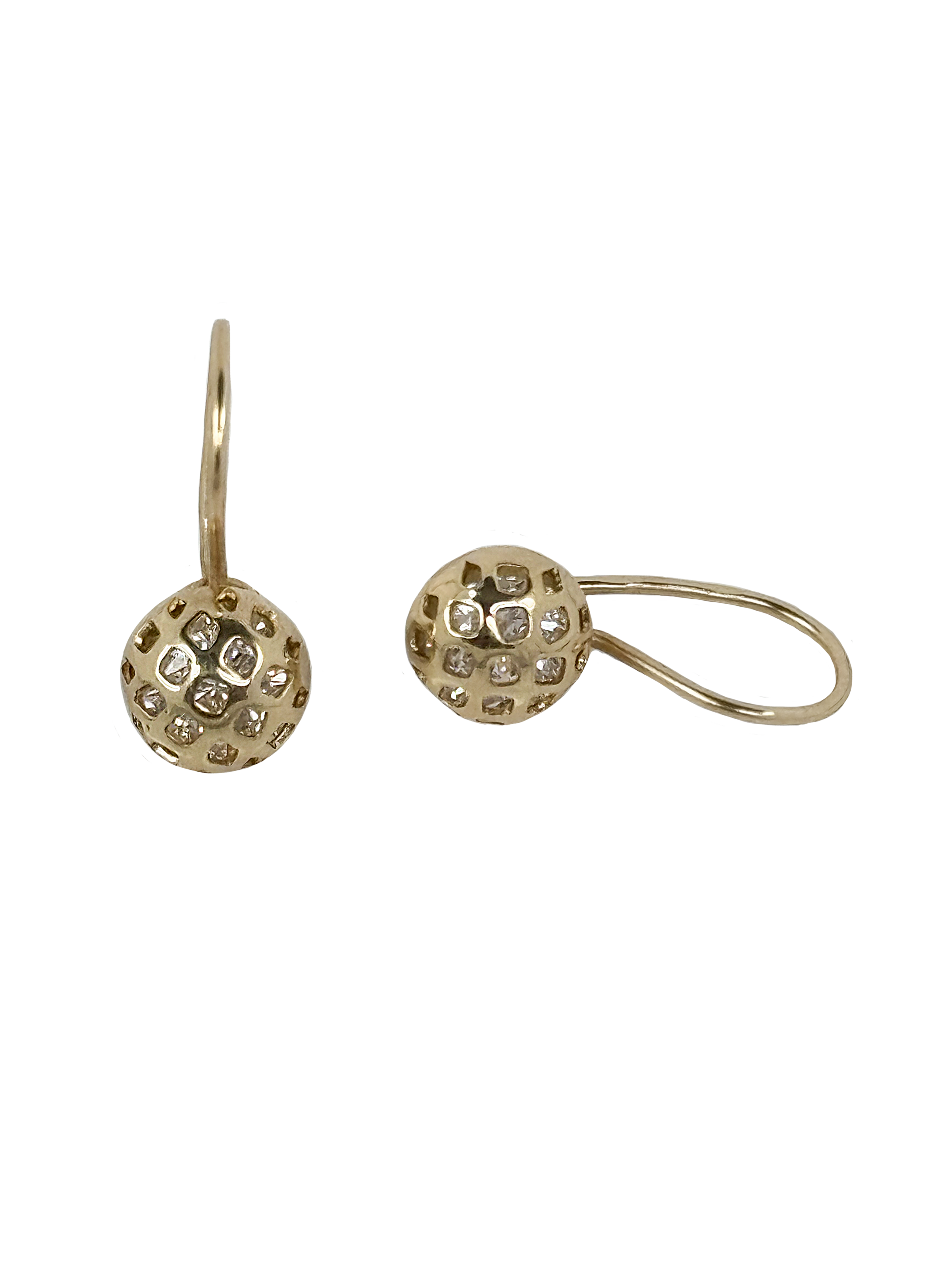 Gold children's round earrings with zircons