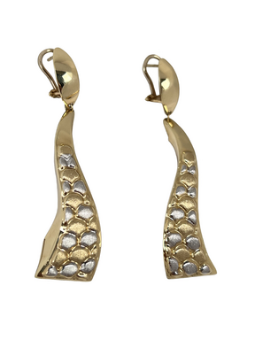 Gold combined earrings with patterns and sandblasting