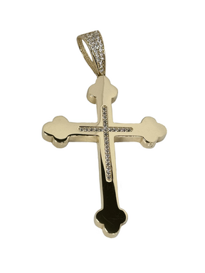 Gold cross pendant with zircons