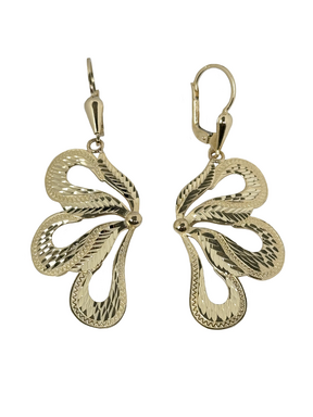 Gold dangling earrings with Angel Wings engraving