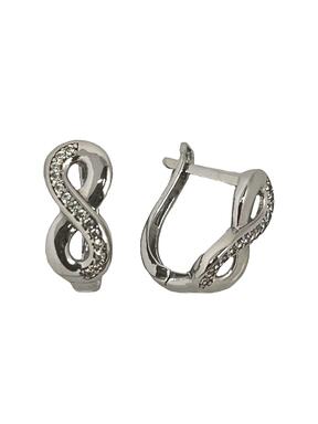 Gold earrings made of white gold infinity
