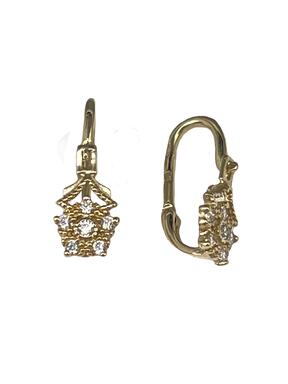 Gold earrings with clear zircons for babies