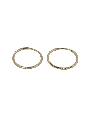 Gold earrings with engraving Circles 17.5 mm