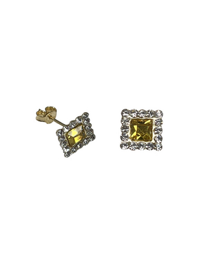 Gold earrings with yellow zircons