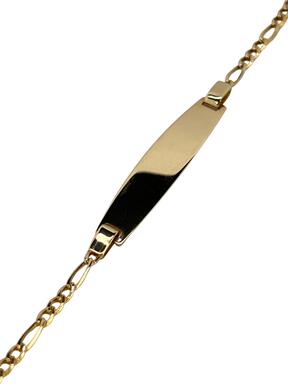 Gold Figaro bracelet with a 2.0 mm plate
