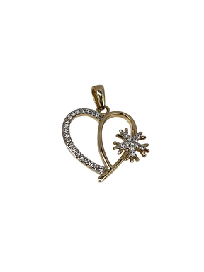 Gold heart pendant with a snowflake