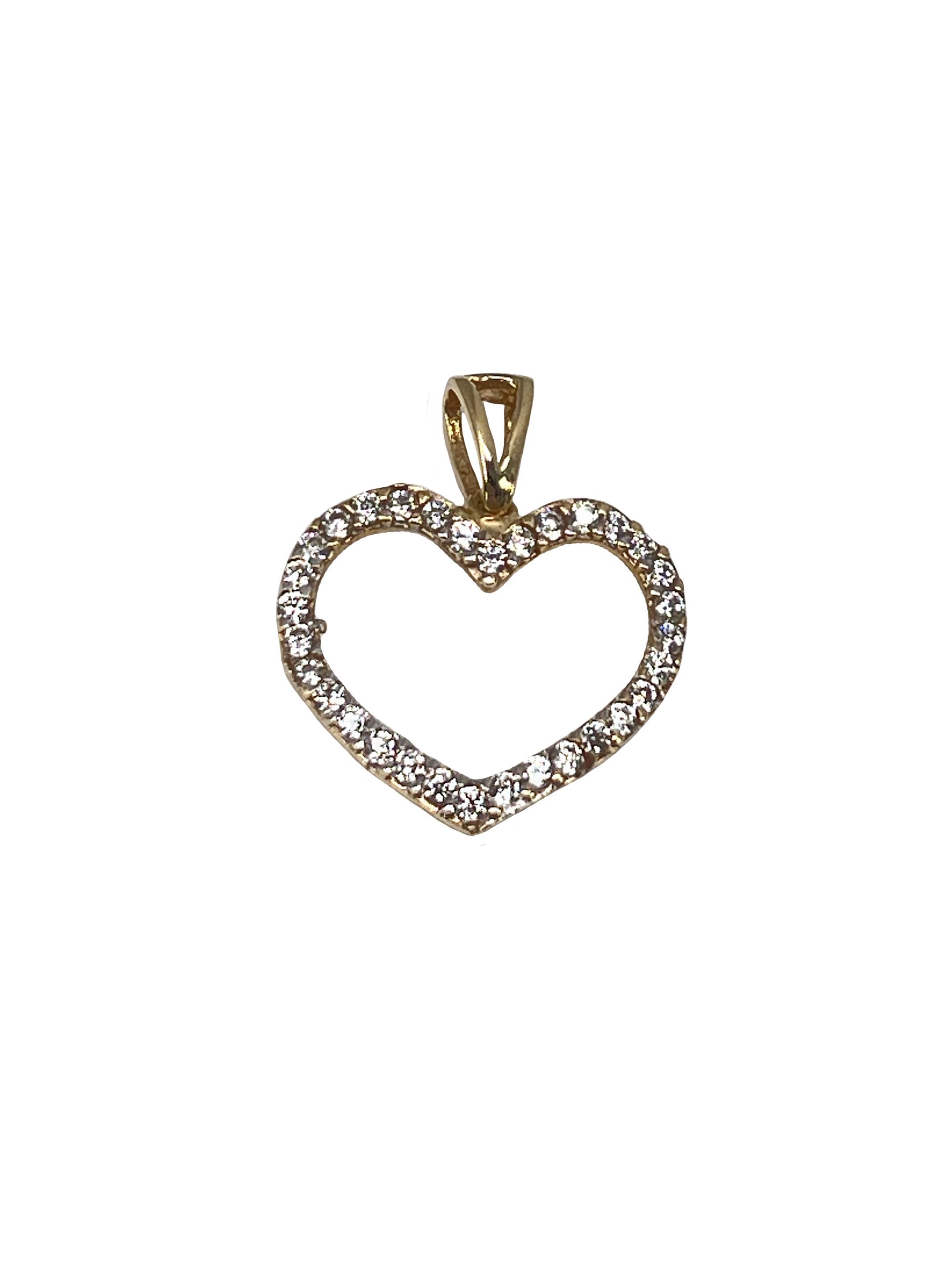 Gold heart pendant with zircons
