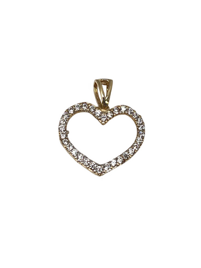 Gold heart pendant with zircons