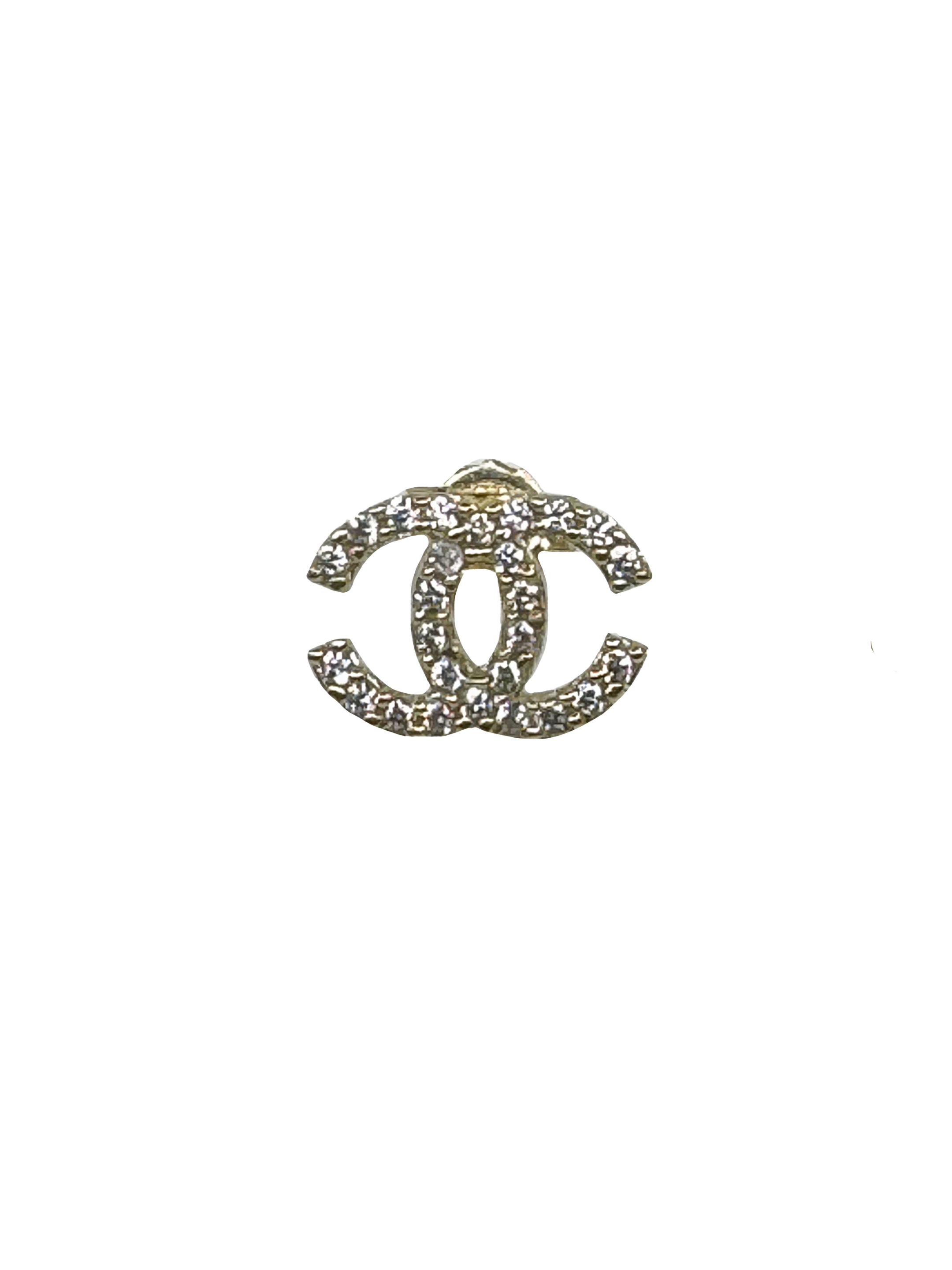 Gold luxury earring with brand logo zircons