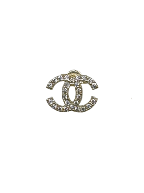 Gold luxury earring with brand logo zircons