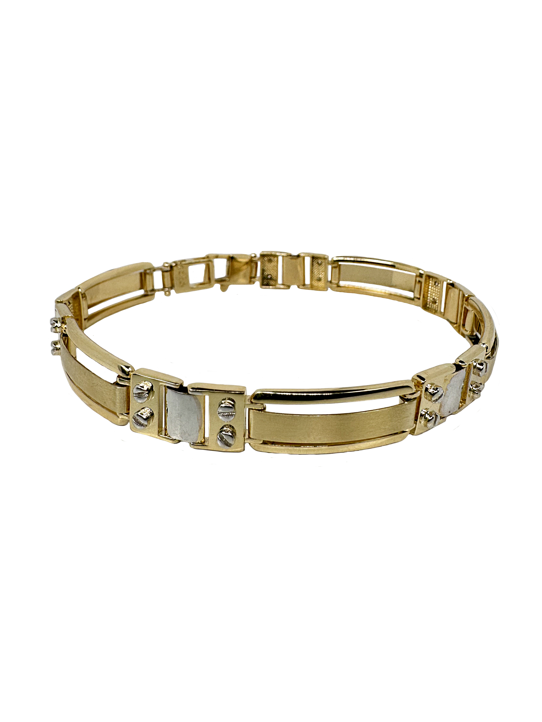 Gold men's solid bracelet made of combined gold