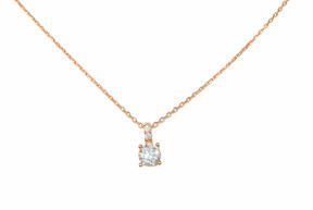 Gold necklace made of rose gold with zircons