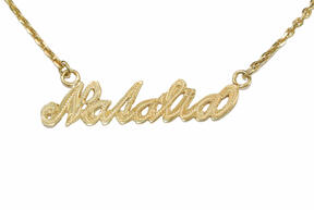 Gold necklace with the name Natalia