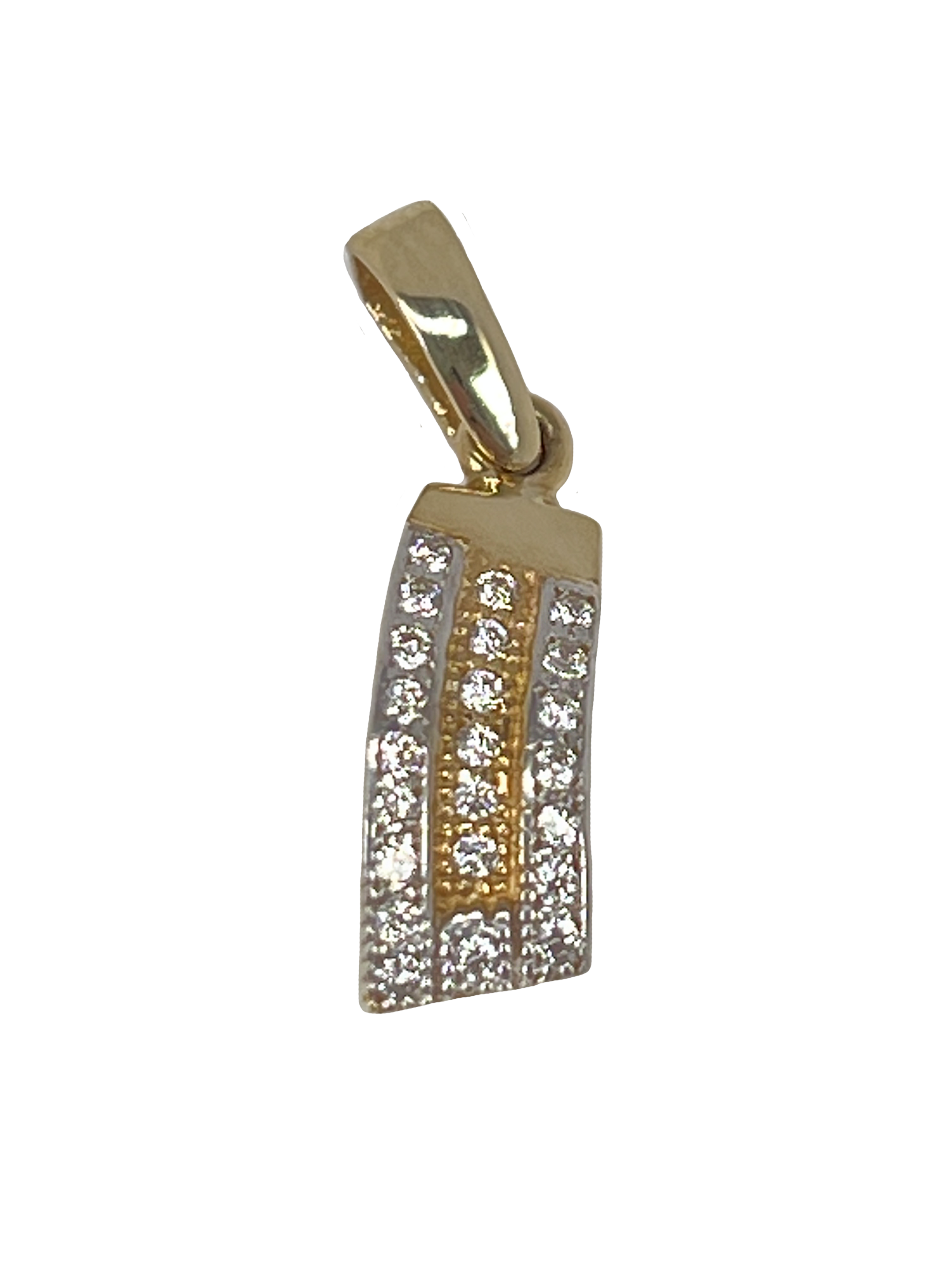 Gold pendant combined with zircons