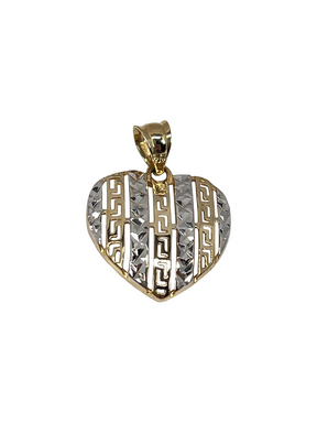 Gold pendant in the shape of a heart with antique patterns