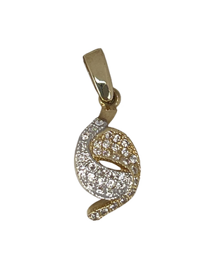 Gold pendant made of combined gold with zircons