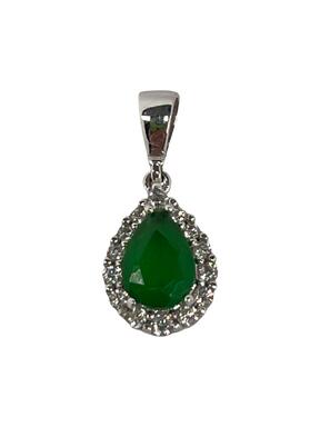 Gold pendant made of white gold with green zircon