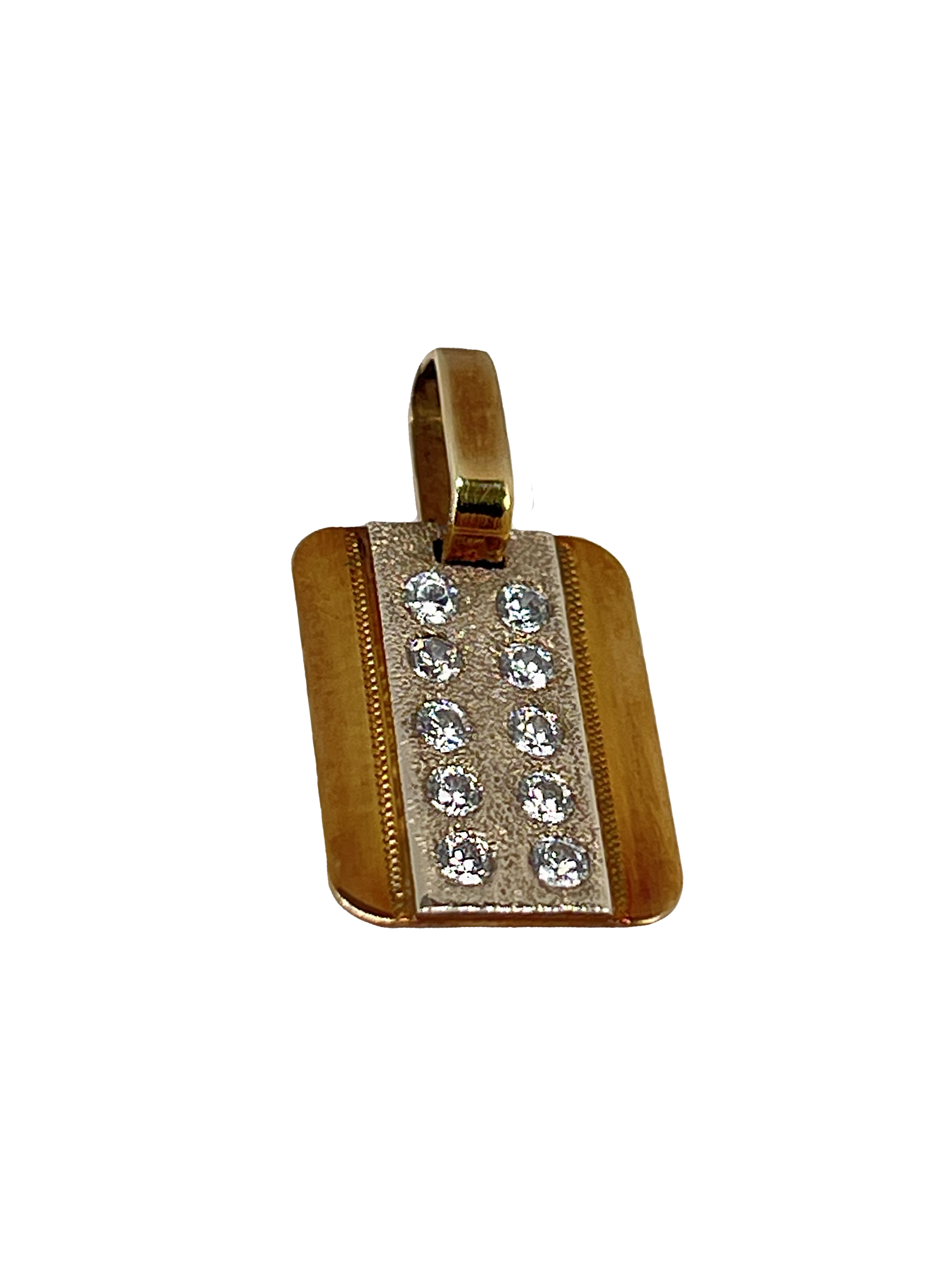Gold pendant plate made of combined gold with zircons