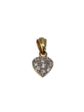 Gold pendant with zircons in the shape of a heart