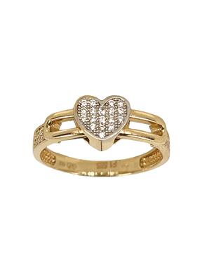 Gold ring with a heart and zircons